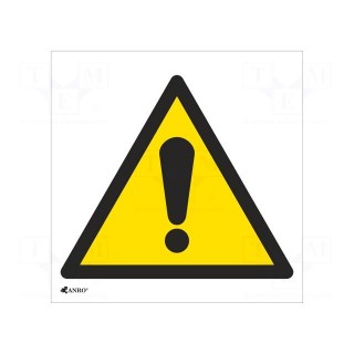 Safety sign | warning | Mat: PVC | W: 200mm | H: 200mm