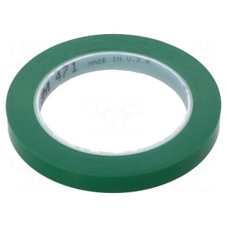 Tape: marking | green | L: 33m | W: 12mm | Thk: 0.13mm | 2.5N/cm | 130%