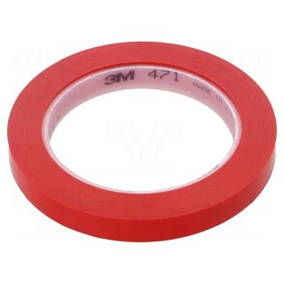 Tape: marking | red | L: 33m | W: 12mm | Thk: 0.13mm | 2.5N/cm | 130%