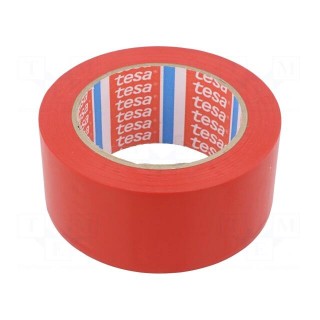 Tape: warning | red | L: 33m | W: 50mm | self-adhesive | Thk: 0.15mm | 160%