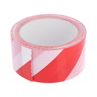 Tape: warning | white-red | L: 33m | W: 50mm | V: self-adhesive