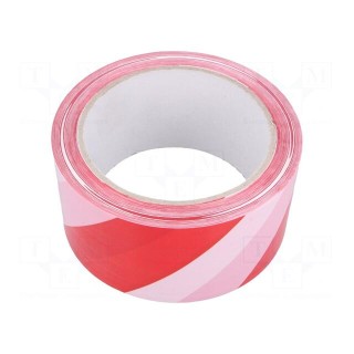 Tape: warning | white-red | L: 66m | W: 50mm | V: self-adhesive