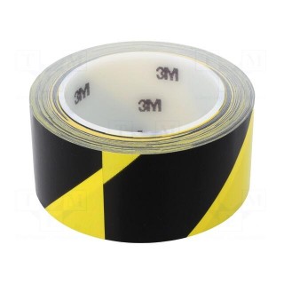 Tape: warning | yellow-black | L: 33m | W: 50mm | V: self-adhesive