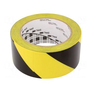 Tape: warning | yellow-black | L: 33m | W: 50mm | Thk: 0.127mm | vinyl
