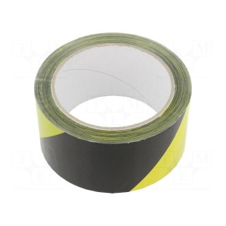 Tape: warning | yellow-black | L: 66m | W: 50mm | self-adhesive