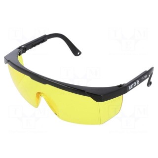 Safety spectacles | Lens: yellow | Classes: 1 | Protection class: II