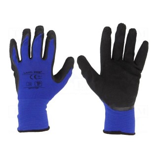 Protective gloves | Size: 10 | black-navy blue | latex,polyamide