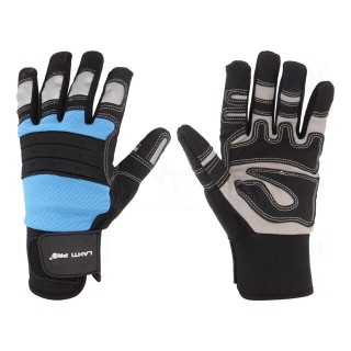 Protective gloves | Size: 10 | black/blue | microfiber,plastic