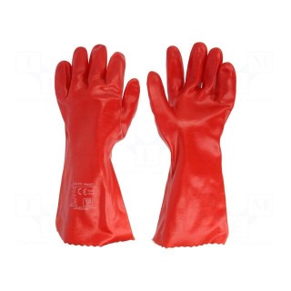 Protective gloves | Size: 10 | red | PVC | long | 12pcs.