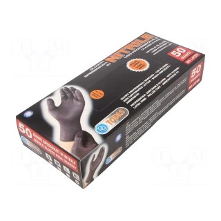 Protective gloves | Size: 10,XL | black | nitryl | 50pcs.