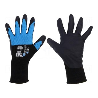 Protective gloves | Size: 10,XL | black/blue | latex,polyester