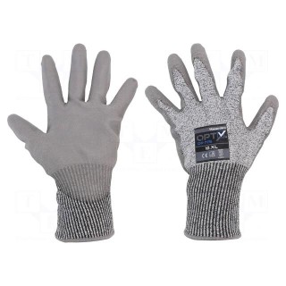 Protective gloves | Size: 10,XL | grey | HPPE,polyester | Opty