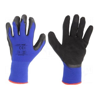 Protective gloves | Size: 11 | black-navy blue | latex,polyamide