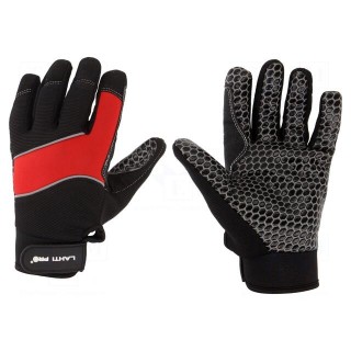 Protective gloves | Size: 11 | black-red | microfiber,plastic