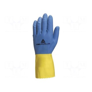 Protective gloves | Size: 9/10 | yellow-blue | latex | DUOCOLOR VE330