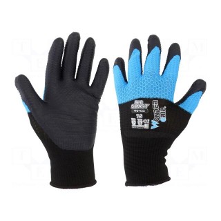 Protective gloves | Size: 7,S | black/blue | latex,polyester