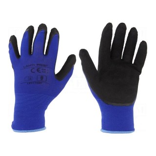 Protective gloves | Size: 8 | black-navy blue | latex,polyamide