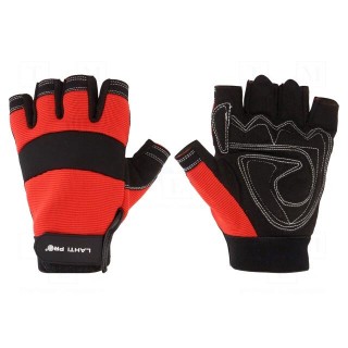 Protective gloves | Size: 8 | black-red | microfiber,plastic