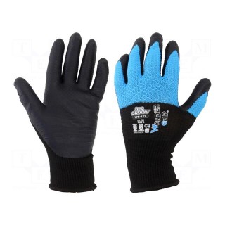 Protective gloves | Size: 8,M | black/blue | latex,polyester