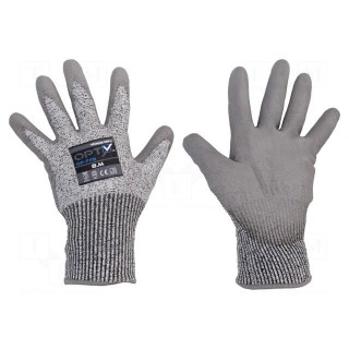 Protective gloves | Size: 8,M | grey | HPPE,polyester | Opty