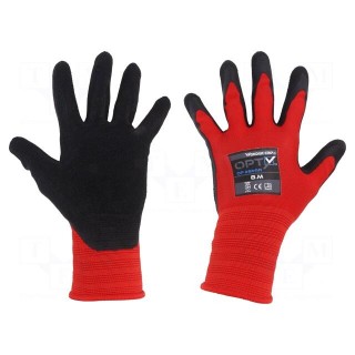 Protective gloves | Size: 8,M | red | polyester | Opty