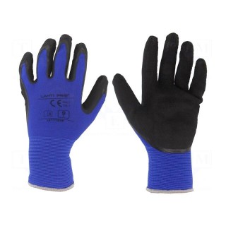 Protective gloves | Size: 9 | black-navy blue | latex,polyamide