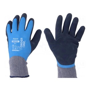Protective gloves | Size: 9,L | blue | latex,polyamide | Aqua