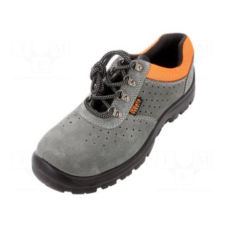 Shoes | Size: 44 | grey-black | leather | with metal toecap | 7246E