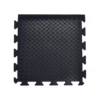 Anti fatigue mat | Width: 0.5m | L: 0.5m | foam,PVC | black | Thk: 14mm