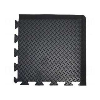 Anti fatigue mat | Width: 0.5m | L: 0.5m | foam,PVC | black | Thk: 14mm