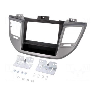 Radio mounting frame | Hyundai | 2 DIN | black and silver