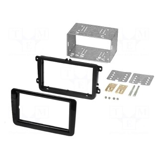 Radio mounting frame | Seat,Škoda,VW | 2 DIN | black gloss