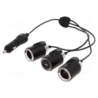 Automotive power supply | USB A socket,car lighter socket x2