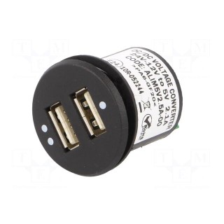 USB power supply | Sup.volt: 12÷24VDC | 5V/2.1A | USB A socket x2