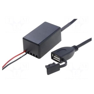 Automotive power supply | USB A socket | Sup.volt: 7÷12VDC | black