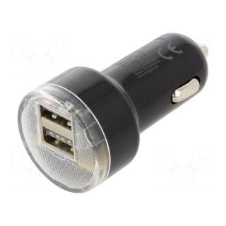 USB power supply | USB A socket x2 | Sup.volt: 12÷24VDC | 5V/2.1A