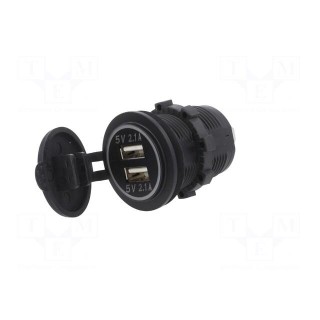 USB power supply | USB A socket x2 | Sup.volt: 12÷24VDC | black