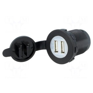 USB power supply | USB A socket x2 | Sup.volt: 12÷24VDC | 5V/2.1A