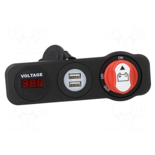 USB power supply | USB A socket x2 | Sup.volt: 12÷24VDC | black | red