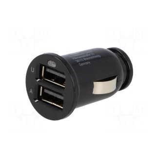 USB power supply | USB A socket x2 | Sup.volt: 12VDC | black