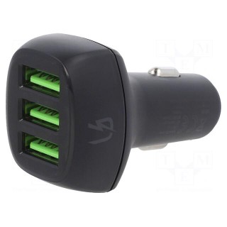 USB power supply | USB A socket x3 | Sup.volt: 12÷24VDC | black