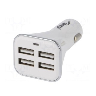 USB power supply | USB A socket x4 | Sup.volt: 12÷24VDC | white