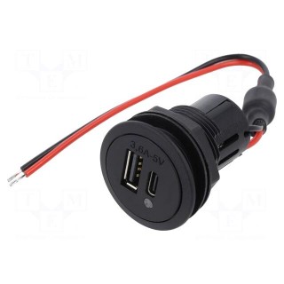 USB power supply | USB A socket,USB C socket | Inom: 3.6A | 5V/3.6A
