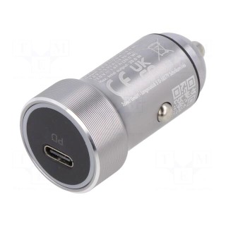 USB power supply | USB C socket | Sup.volt: 12÷24VDC | aluminium
