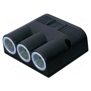 Car lighter socket adapter | car lighter socket x3 | 16A | black