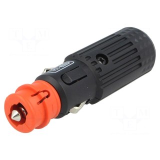 Cigarette lighter plug | 16A | Sup.volt: 12÷24VDC | 12V/1x15A | black