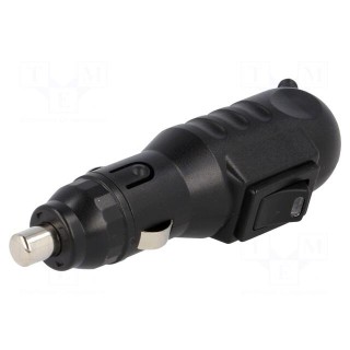 Cigarette lighter plug | 8A | Sup.volt: 7÷12VDC | 12V/1x8A | black