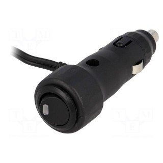 Cigarette lighter plug | Inom: 8A | Sup.volt: 7÷12VDC | 12V/8A | black