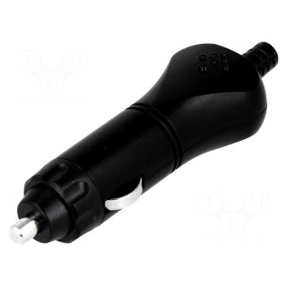 Cigarette lighter plug | Inom: 8A | Sup.volt: 7÷12VDC | 12V/8A | black