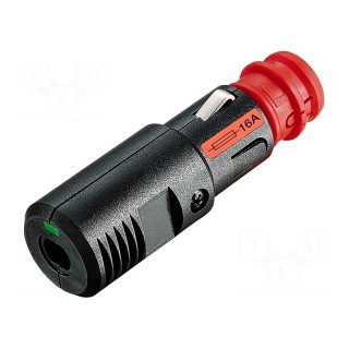Cigarette lighter plug | screw terminal | 16A | Sup.volt: 12÷24VDC